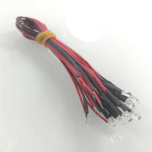 10pcs 3mm 3.4V-12V RED LEDs Wired Pre-Soldered Cables 8000MCD Car/Boat Light - Asia Sell