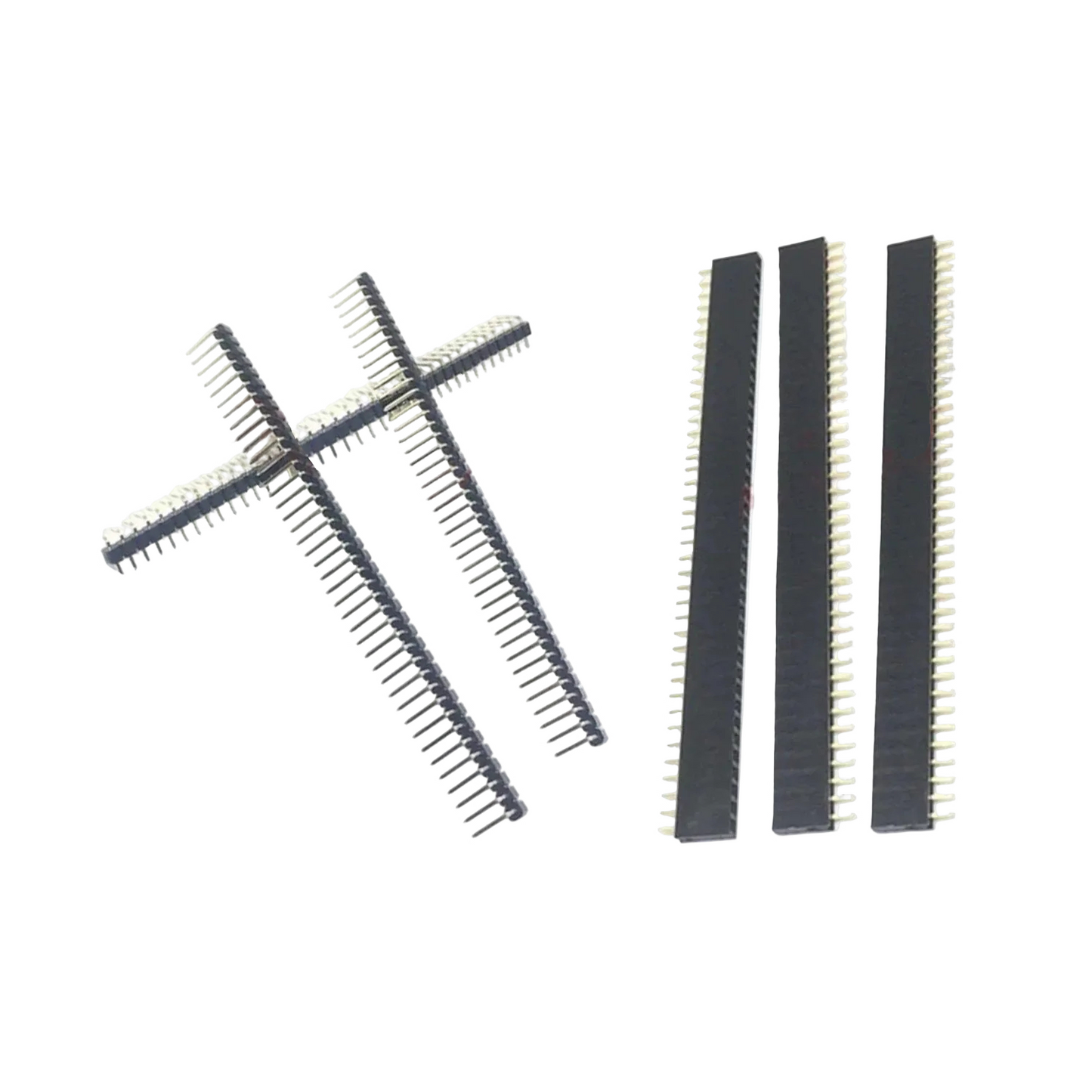 10pcs 40 Pin 1x40 Single Row Female Male 2.54mm Pitch Header Straight Right Angle Adapter - 10x Male Header and 10x Female - Asia Sell