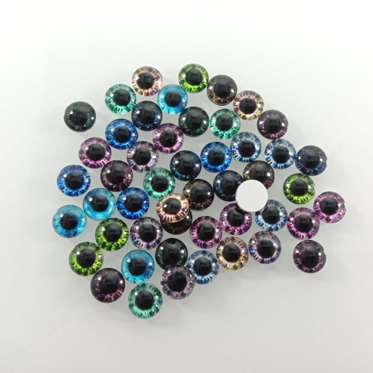 10pcs-50pcs 6mm-25mm Mixed Dragon Eyes Round Glass Cabochon Flatback Photo Cabochons Charm - 10mm 50pcs - Asia Sell