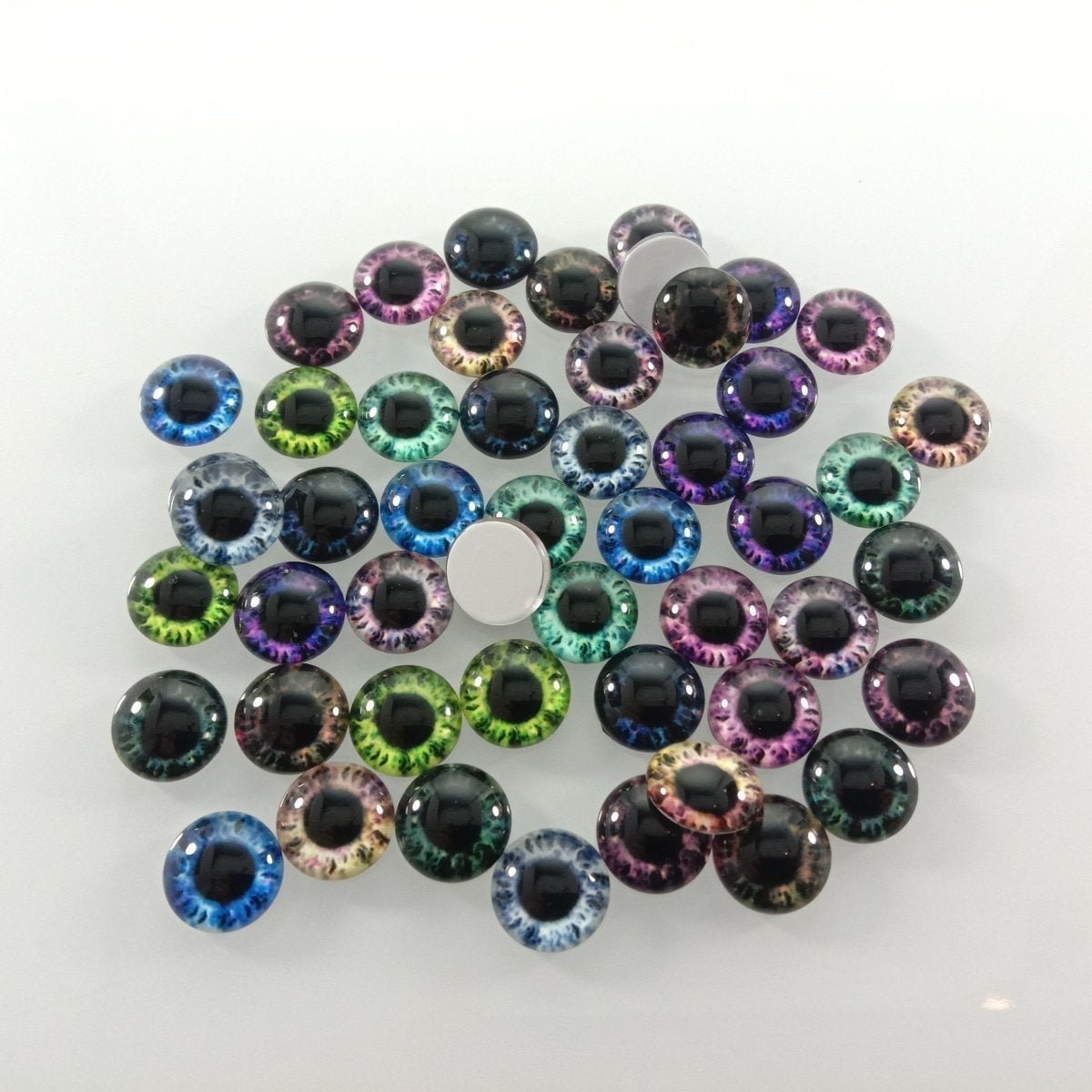 10pcs-50pcs 6mm-25mm Mixed Dragon Eyes Round Glass Cabochon Flatback Photo Cabochons Charm - 12mm 50pcs - Asia Sell