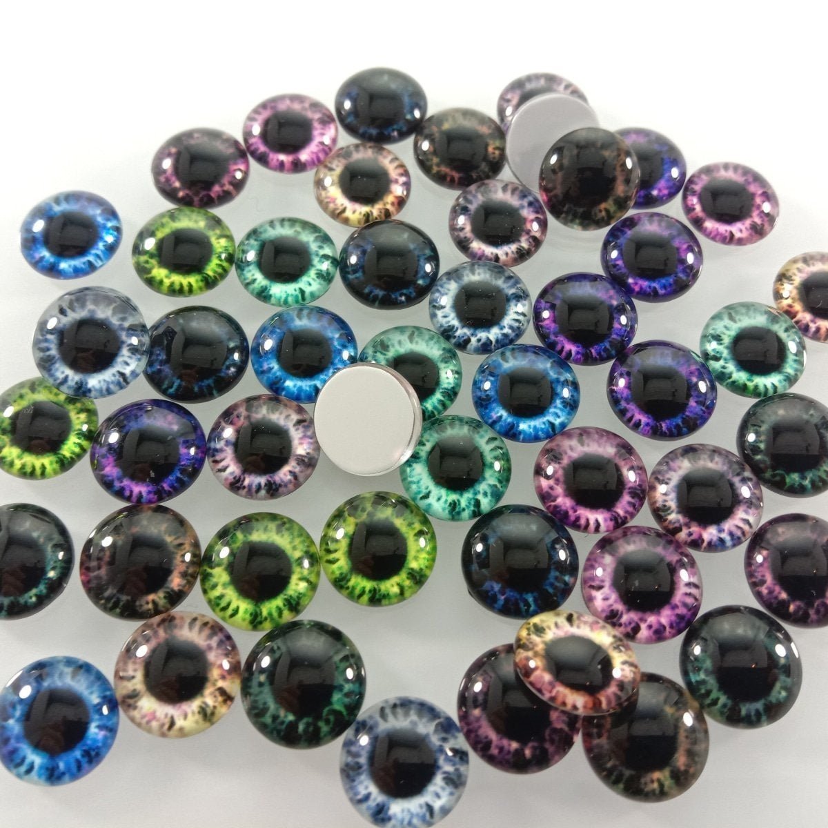 10pcs-50pcs 6mm-25mm Mixed Dragon Eyes Round Glass Cabochon Flatback Photo Cabochons Charm - 20mm 20pcs - Asia Sell