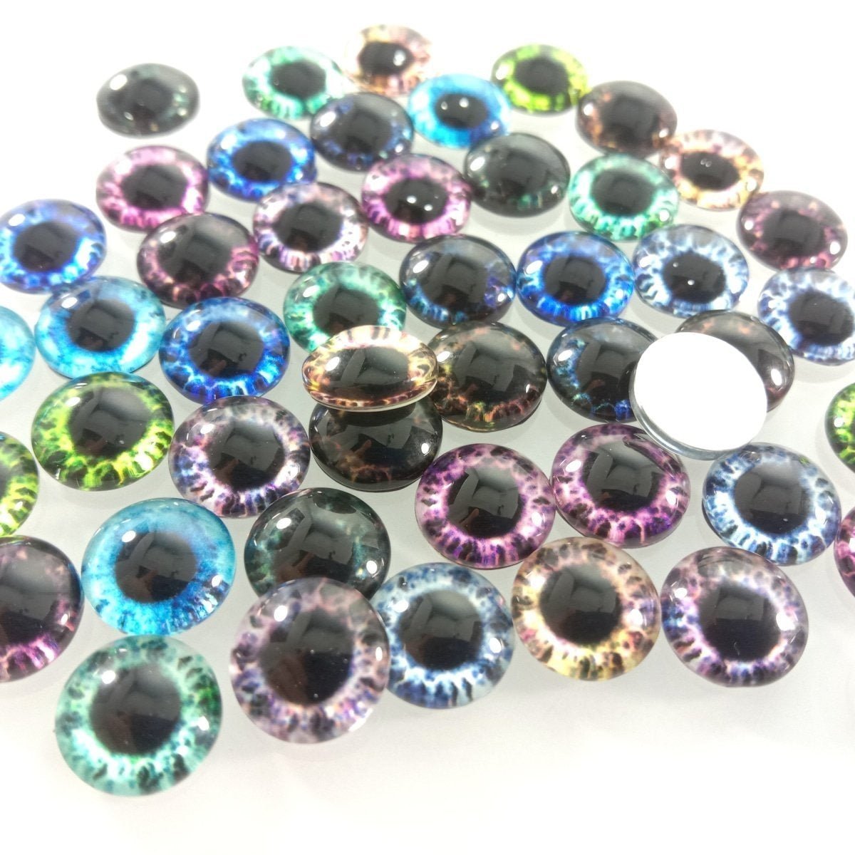 10pcs-50pcs 6mm-25mm Mixed Dragon Eyes Round Glass Cabochon Flatback Photo Cabochons Charm - 20mm 20pcs - Asia Sell