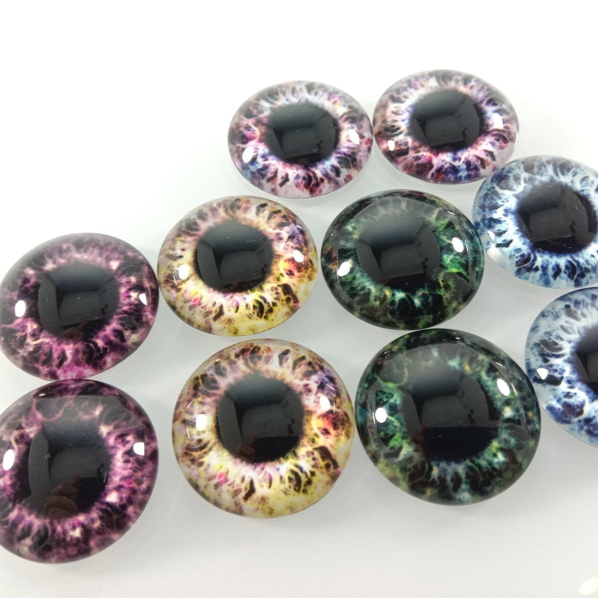 10pcs-50pcs 6mm-25mm Mixed Dragon Eyes Round Glass Cabochon Flatback Photo Cabochons Charm - 25mm 10pcs - Asia Sell