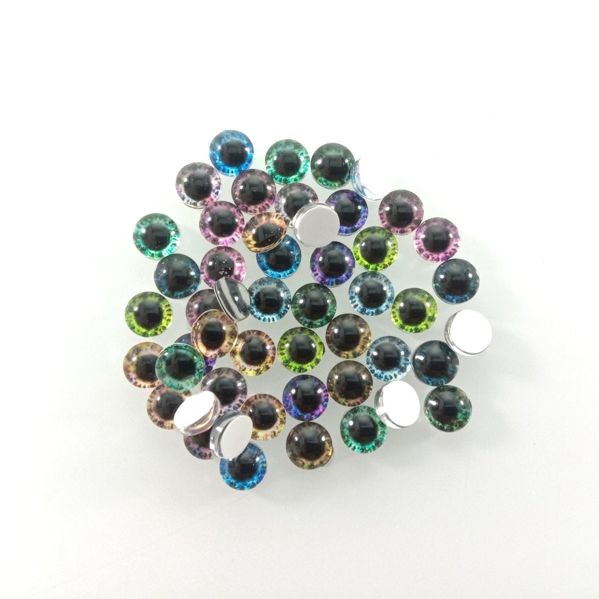 10pcs-50pcs 6mm-25mm Mixed Dragon Eyes Round Glass Cabochon Flatback Photo Cabochons Charm - 6mm 50pcs - Asia Sell