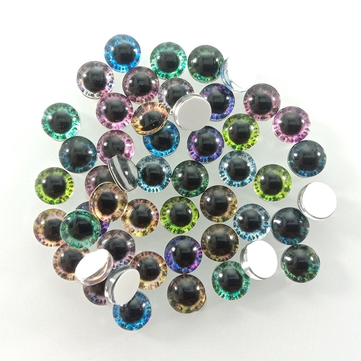 10pcs-50pcs 6mm-25mm Mixed Dragon Eyes Round Glass Cabochon Flatback Photo Cabochons Charm - 6mm 50pcs - Asia Sell