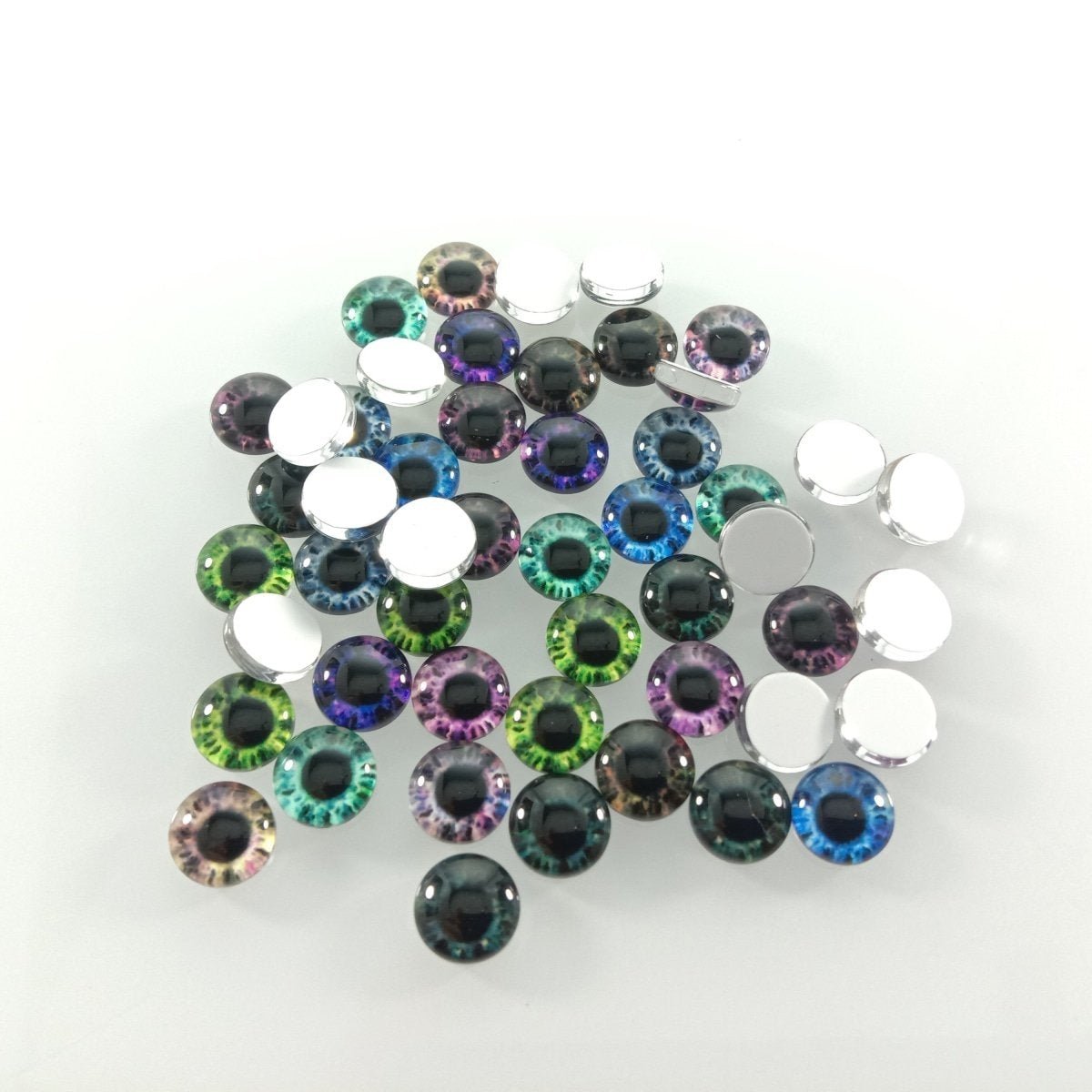 10pcs-50pcs 6mm-25mm Mixed Dragon Eyes Round Glass Cabochon Flatback Photo Cabochons Charm - 8mm 50pcs - Asia Sell