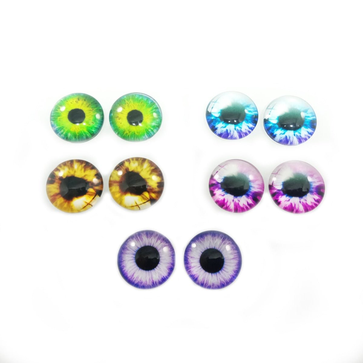 10pcs 6mm 8mm 10mm 12mm Glass Eyes Cabochon Lizard Cat Frog Animal Flat Dome Eye - 6mm - 24. Mixed Set 1 - Asia Sell