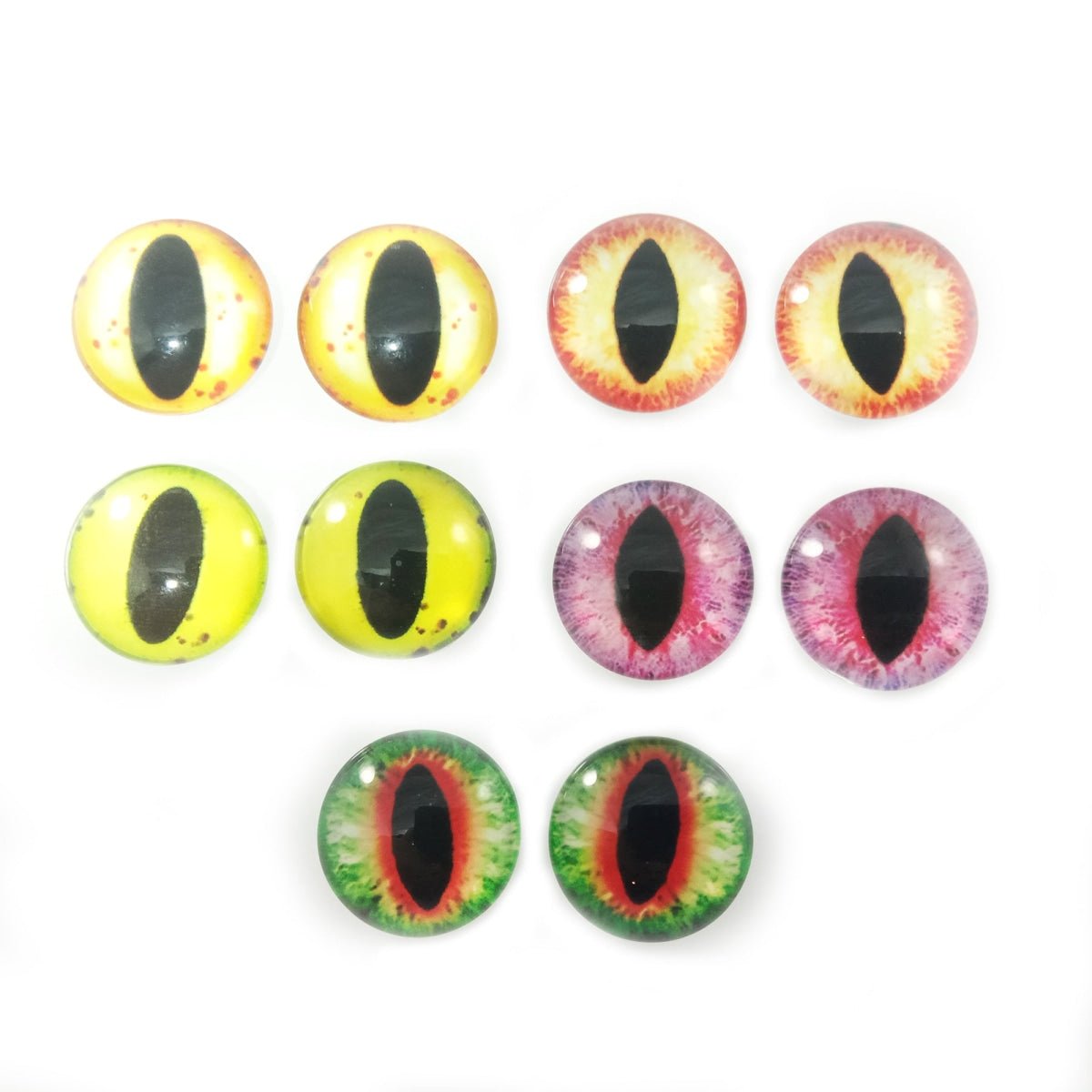 10pcs 6mm 8mm 10mm 12mm Glass Eyes Cabochon Lizard Cat Frog Animal Flat Dome Eye - 6mm - 24. Mixed Set 1 - Asia Sell