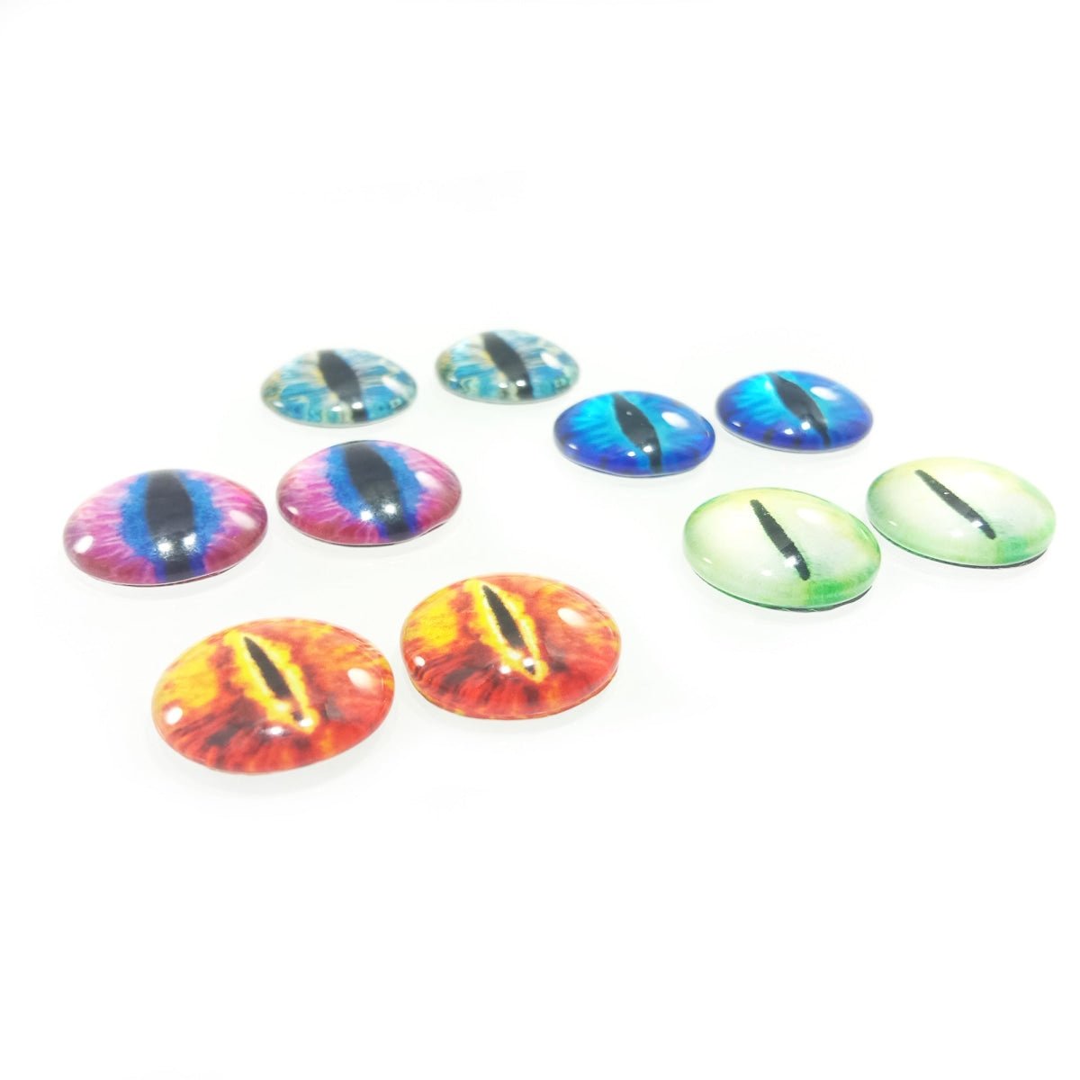 10pcs 6mm 8mm 10mm 12mm Glass Eyes Cabochon Lizard Cat Frog Animal Flat Dome Eye - 6mm - 24. Mixed Set 1 - Asia Sell