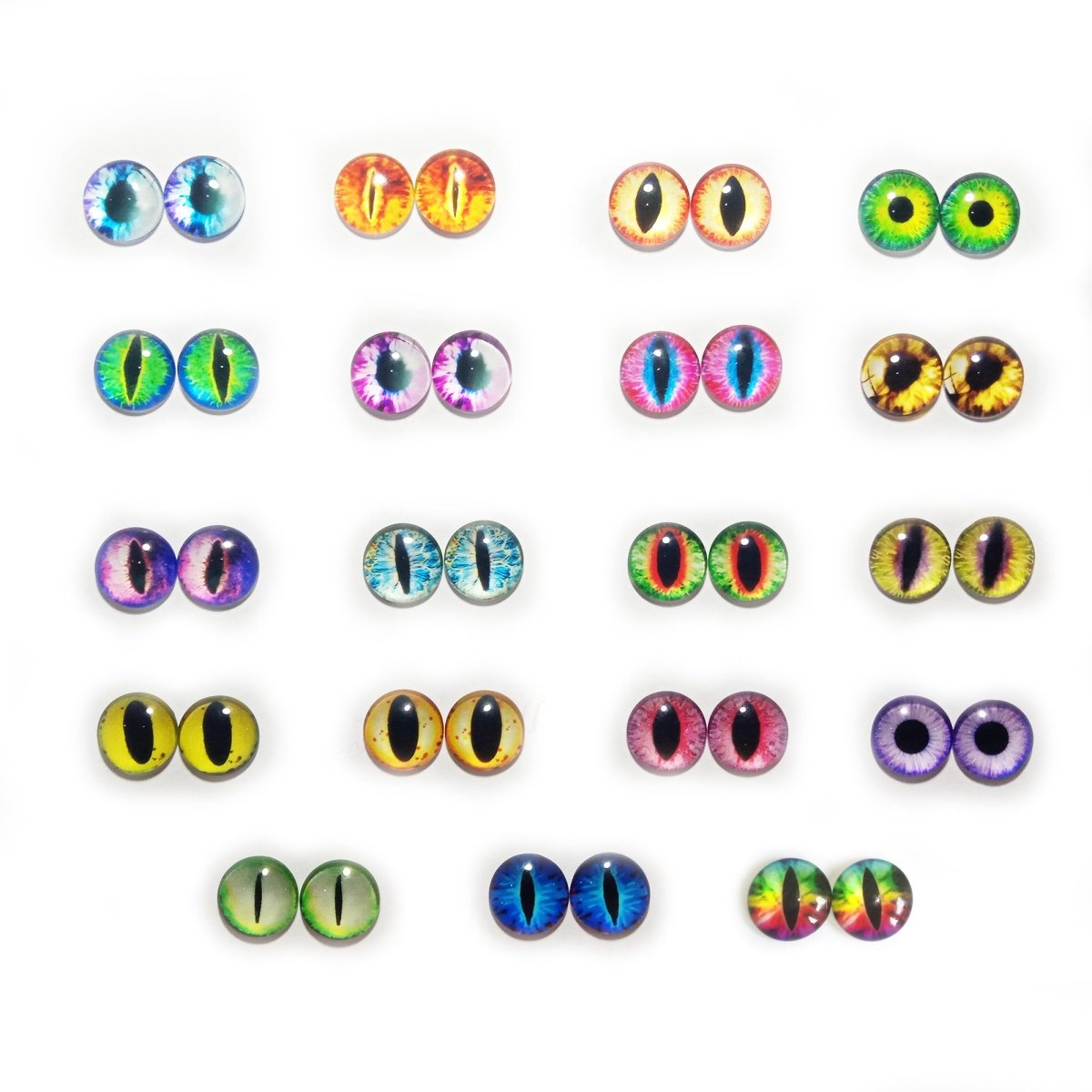 10pcs 6mm 8mm 10mm 12mm Glass Eyes Cabochon Lizard Cat Frog Animal Flat Dome Eye - 6mm - 24. Mixed Set 1 - Asia Sell