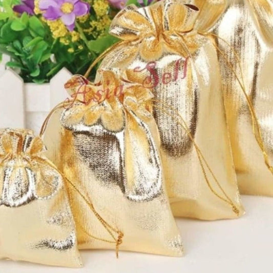 10pcs 9x12cm Gold Metallic Foil Ozganza Christmas Wedding Gift Bag - - Asia Sell