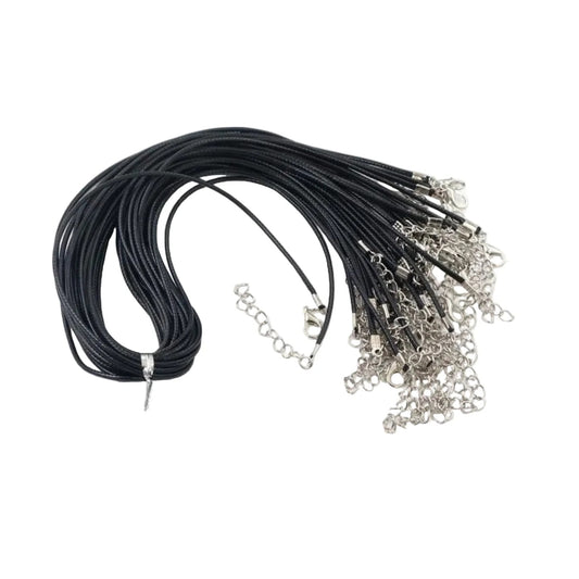 10pcs Adjustable Braided Rope Necklaces & Pendant Charms Findings Lobster Clasp String Cord 2mm - Black - Asia Sell