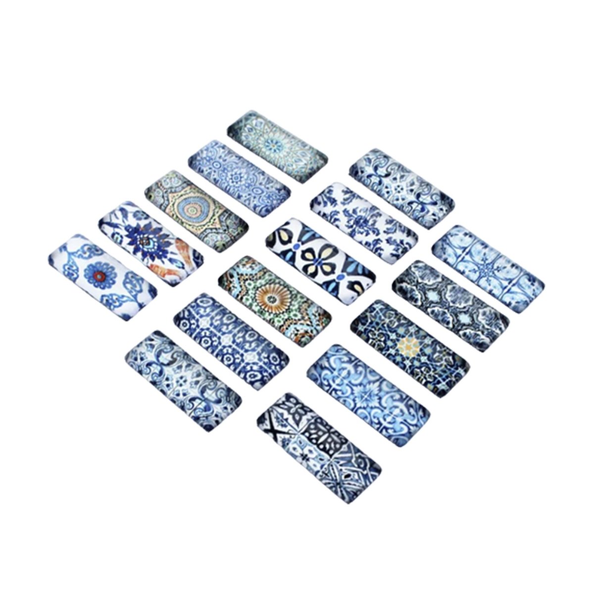 10pcs Blue and white Porcelain Rectangle Glass Cabochon Dome Photo 10x25mm DIY - - Asia Sell