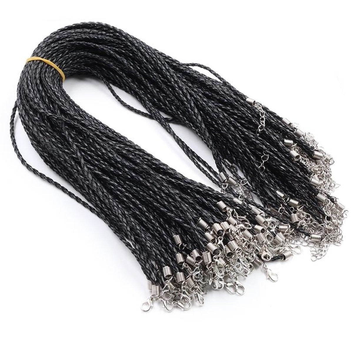 10pcs Braided Rope Necklaces & Pendant Charms Findings Lobster Clasp String Cord 3mm Black - - Asia Sell