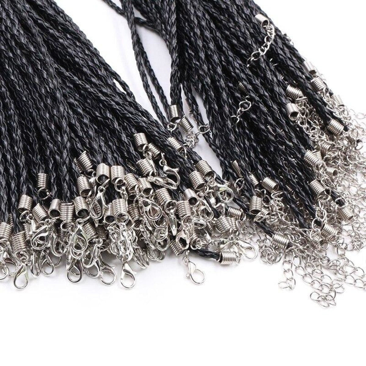 10pcs Braided Rope Necklaces & Pendant Charms Findings Lobster Clasp String Cord 3mm Black - - Asia Sell