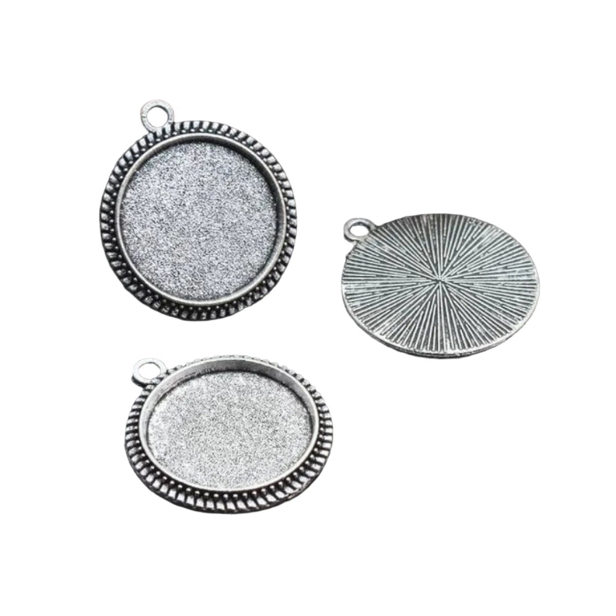 10pcs Cabochon Base 16mm Inner Size Antique Bronze And Silver Colour Metal Cameo Setting Charms Pendant - Antique Silver - Asia Sell