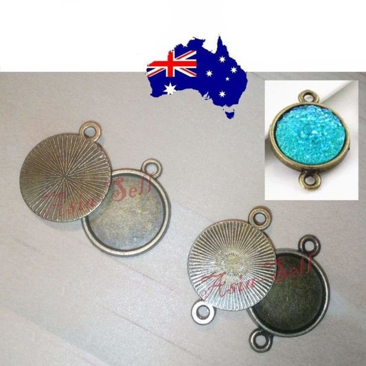 10pcs Cabochon Bases 14mm ID Antique Bronze Charms Pendant Bracelet Necklace DIY Metal - Bronze 14mm Single Hole - - Asia Sell