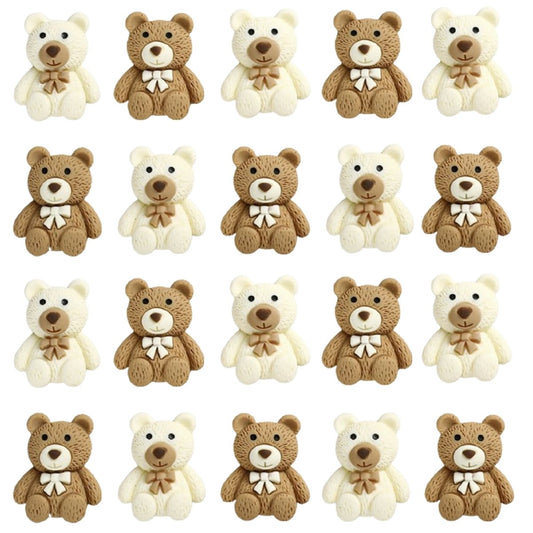 10pcs Crafting Teddy Bears Flat Back Biscuit White Chocolate Appearance Cabochon Flatbacks Phone Decor Parts Scrapbooking Craft DIY Hair Bows Accessories - Beige - - Asia Sell