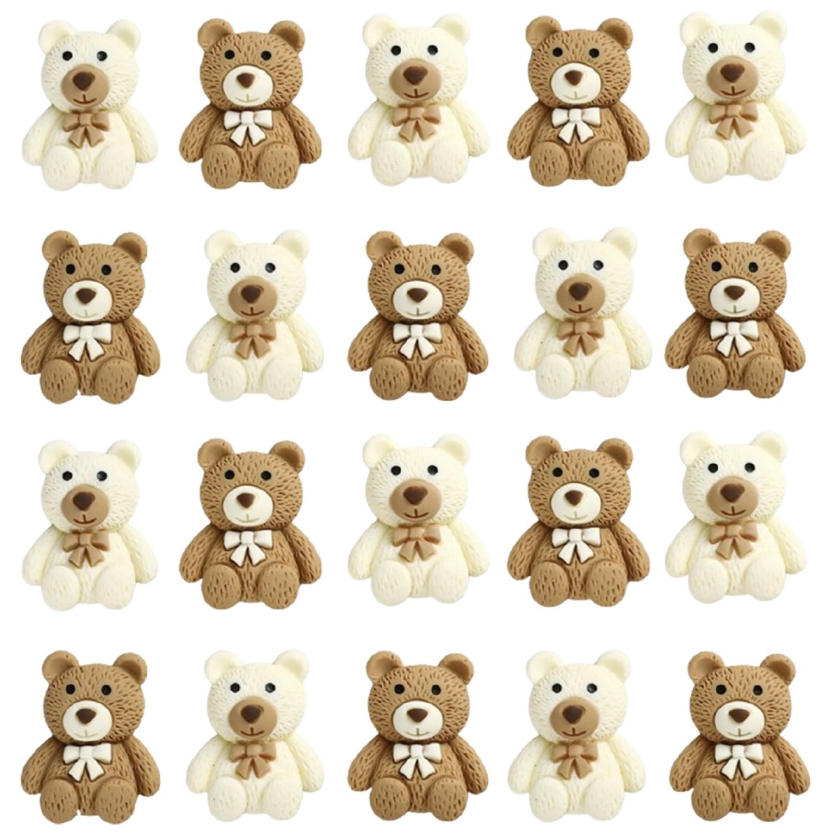 10pcs Crafting Teddy Bears Flat Back Biscuit White Chocolate Appearance Cabochon Flatbacks Phone Decor Parts Scrapbooking Craft DIY Hair Bows Accessories - Beige - Asia Sell