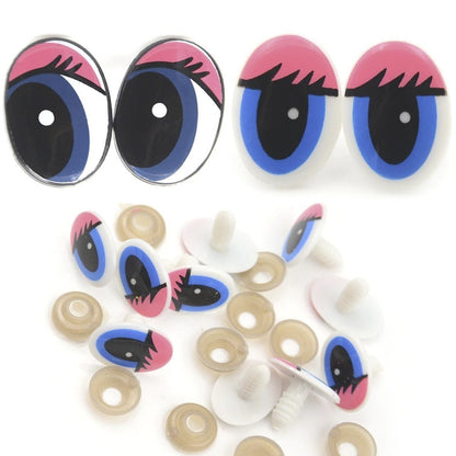 10pcs Doll Eyes Safety Eyes Plastic Oval Shaped Rabbit Cartoon Teddy Doll Stuffed Toys Screw Backing - 1 - - Asia Sell