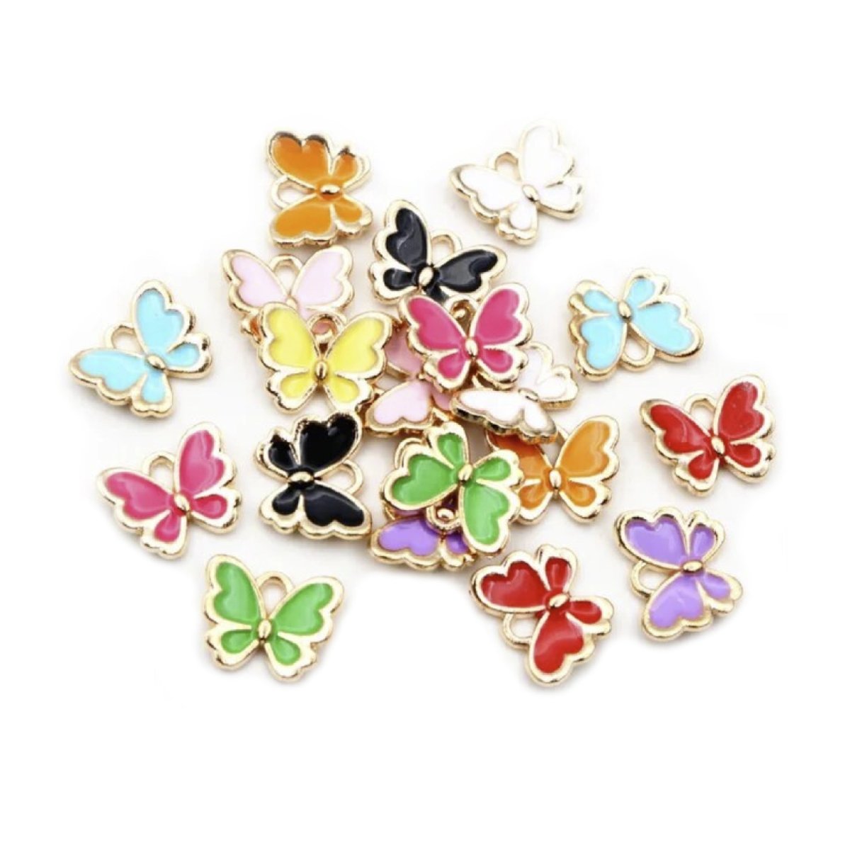 10pcs Enamel Rhinestones Inlaid Charms DIY Loop Pendant Charms Jewellery Making Bracelet Necklace - Enamel Butterflies 13x10mm - - Asia Sell