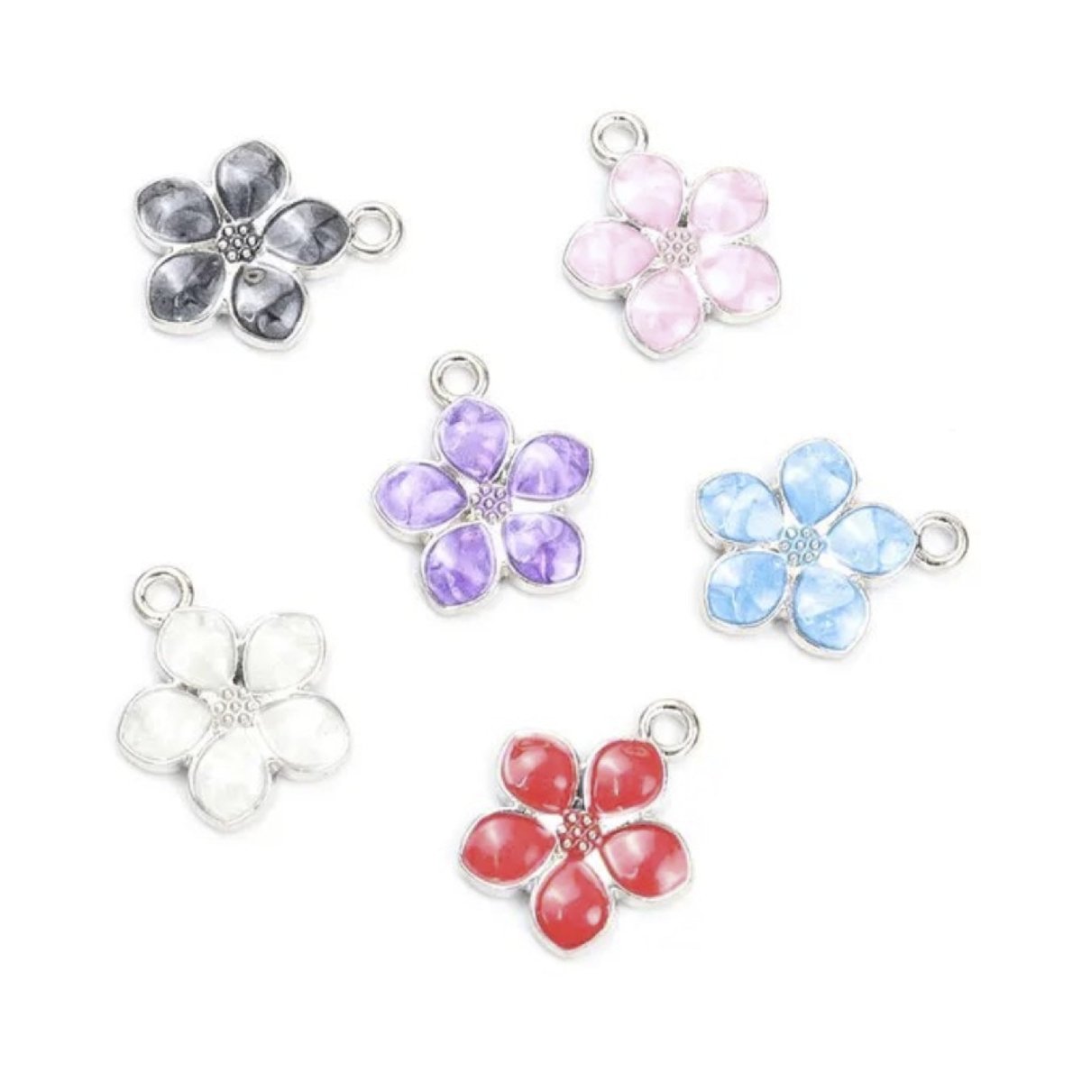 10pcs Enamel Rhinestones Inlaid Charms DIY Loop Pendant Charms Jewellery Making Bracelet Necklace - Enamel Flowers 17x14mm - - Asia Sell