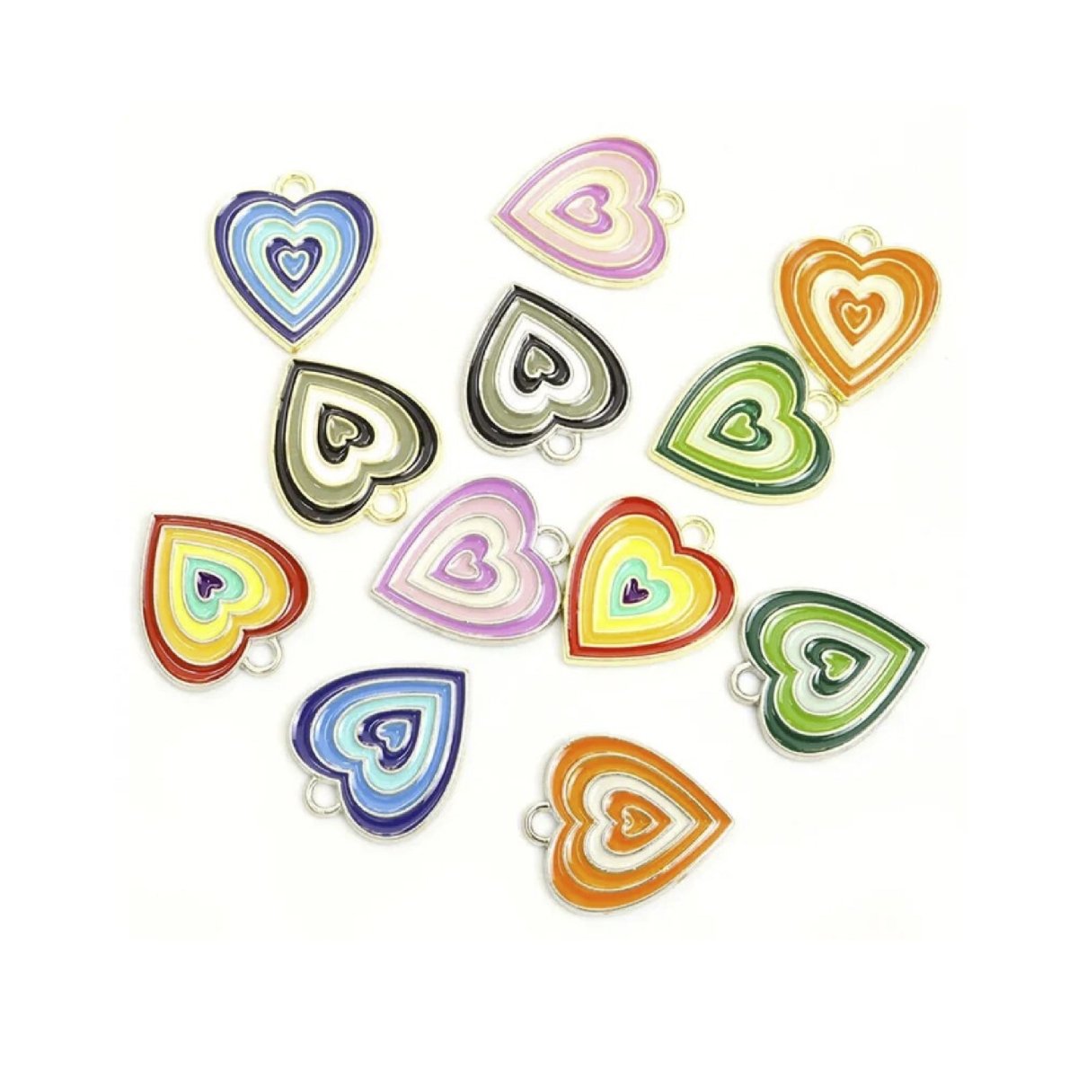 10pcs Enamel Rhinestones Inlaid Charms DIY Loop Pendant Charms Jewellery Making Bracelet Necklace - Enamel Hearts 19x18mm - - Asia Sell