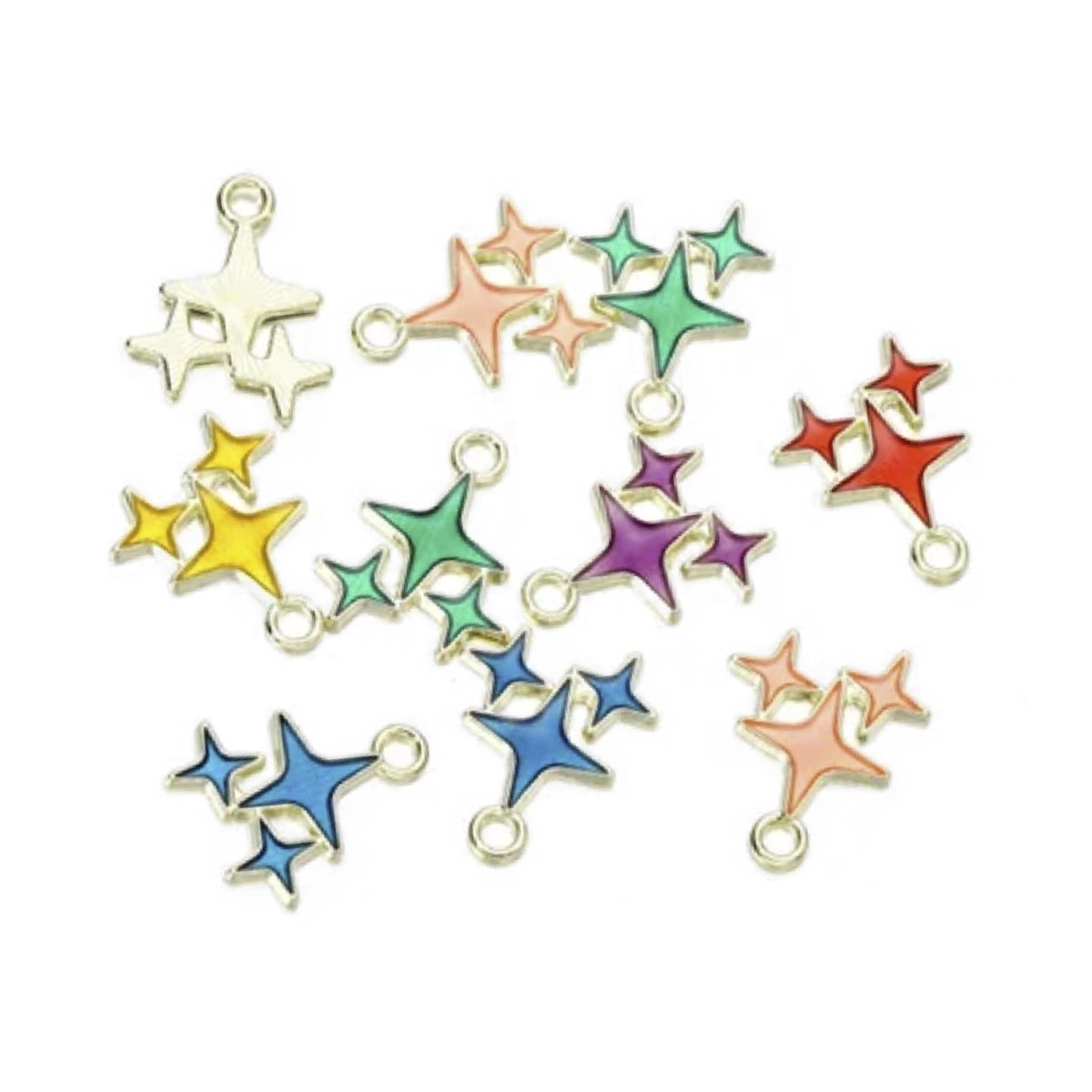 10pcs Enamel Rhinestones Inlaid Charms DIY Loop Pendant Charms Jewellery Making Bracelet Necklace - Enamel Stars 17x14mm - - Asia Sell