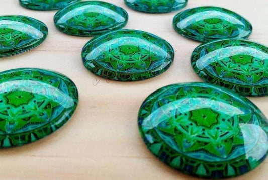 10pcs Flower Round Glass Cabochons 30MM Cameo Dome for Pendants Bowl Decorations - - Asia Sell