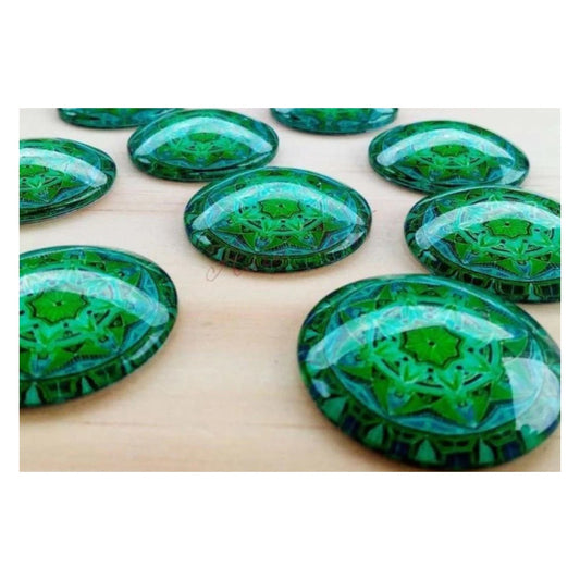 10pcs Flower Round Glass Cabochons 30MM Cameo Dome for Pendants Bowl Decorations - - Asia Sell