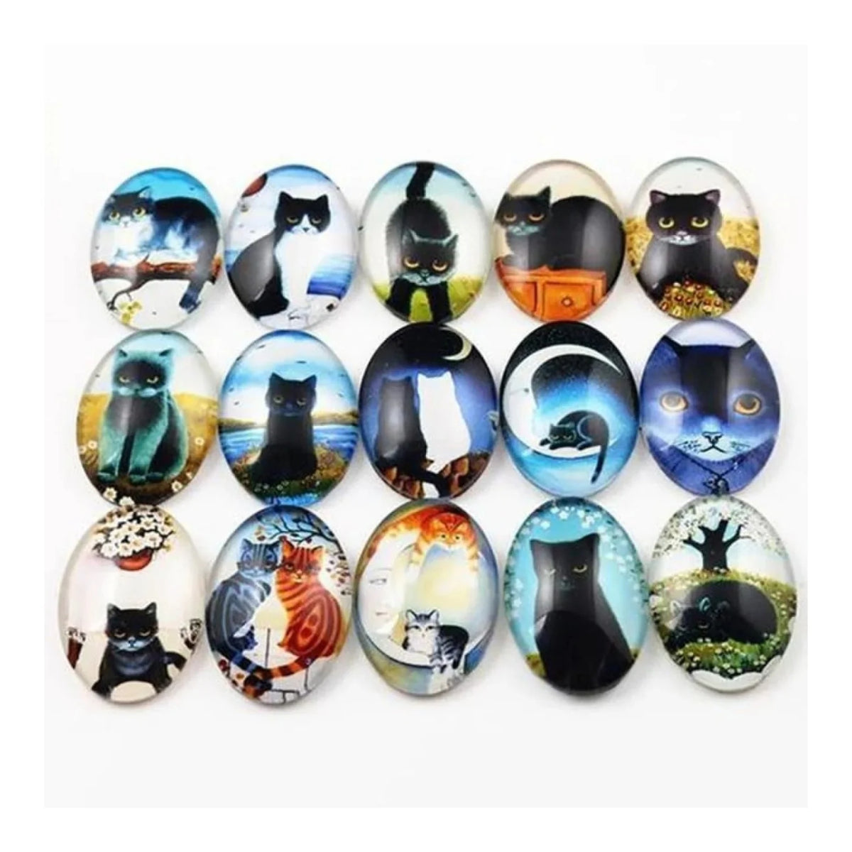 10pcs Glass Cabochons Flower Tree Life Handmade Oval Shape 18x25mm Jewellery Accessories