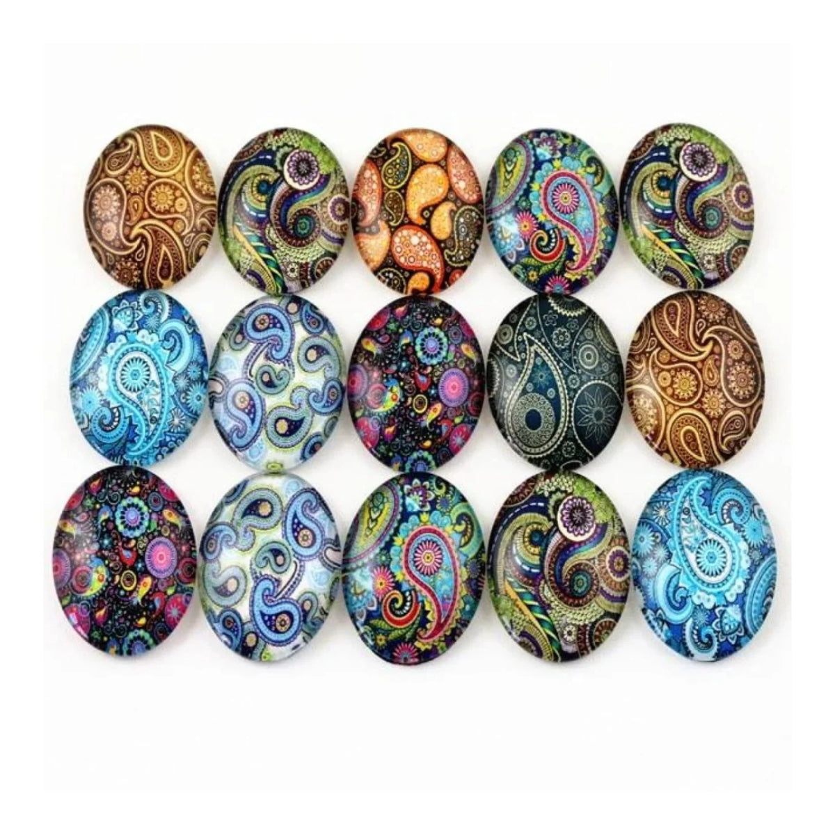 10pcs Glass Cabochons Flower Tree Life Handmade Oval Shape 18x25mm Jewellery Accessories