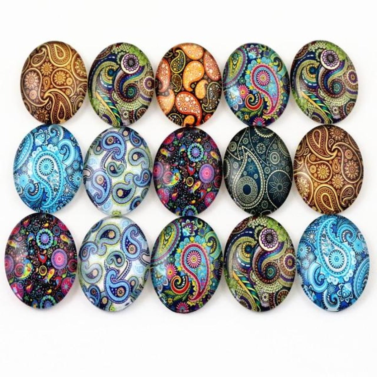 10pcs Glass Cabochons Flower Tree Life Handmade Oval Shape 18x25mm Jewellery Accessories - PATTERN 2 - Asia Sell