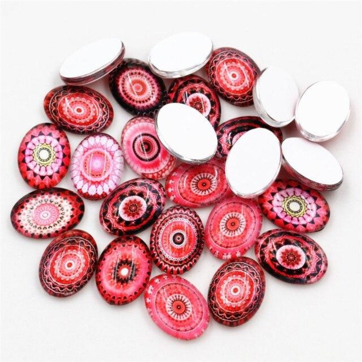 10pcs Glass Cabochons Flower Tree Life Handmade Oval Shape 18x25mm Jewellery Accessories - PATTERN 5 - Asia Sell