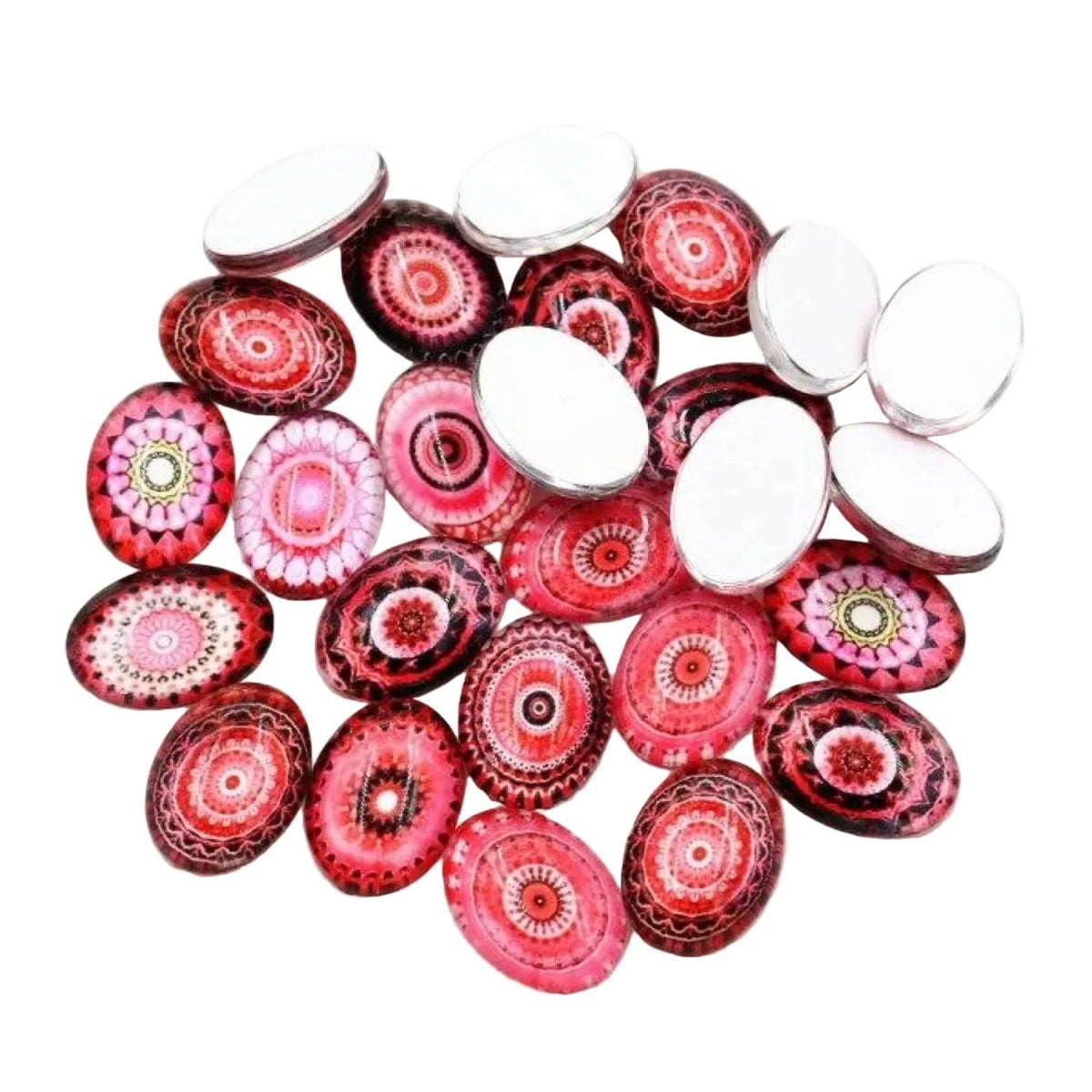 10pcs Glass Cabochons Flower Tree Life Handmade Oval Shape 18x25mm Jewellery Accessories