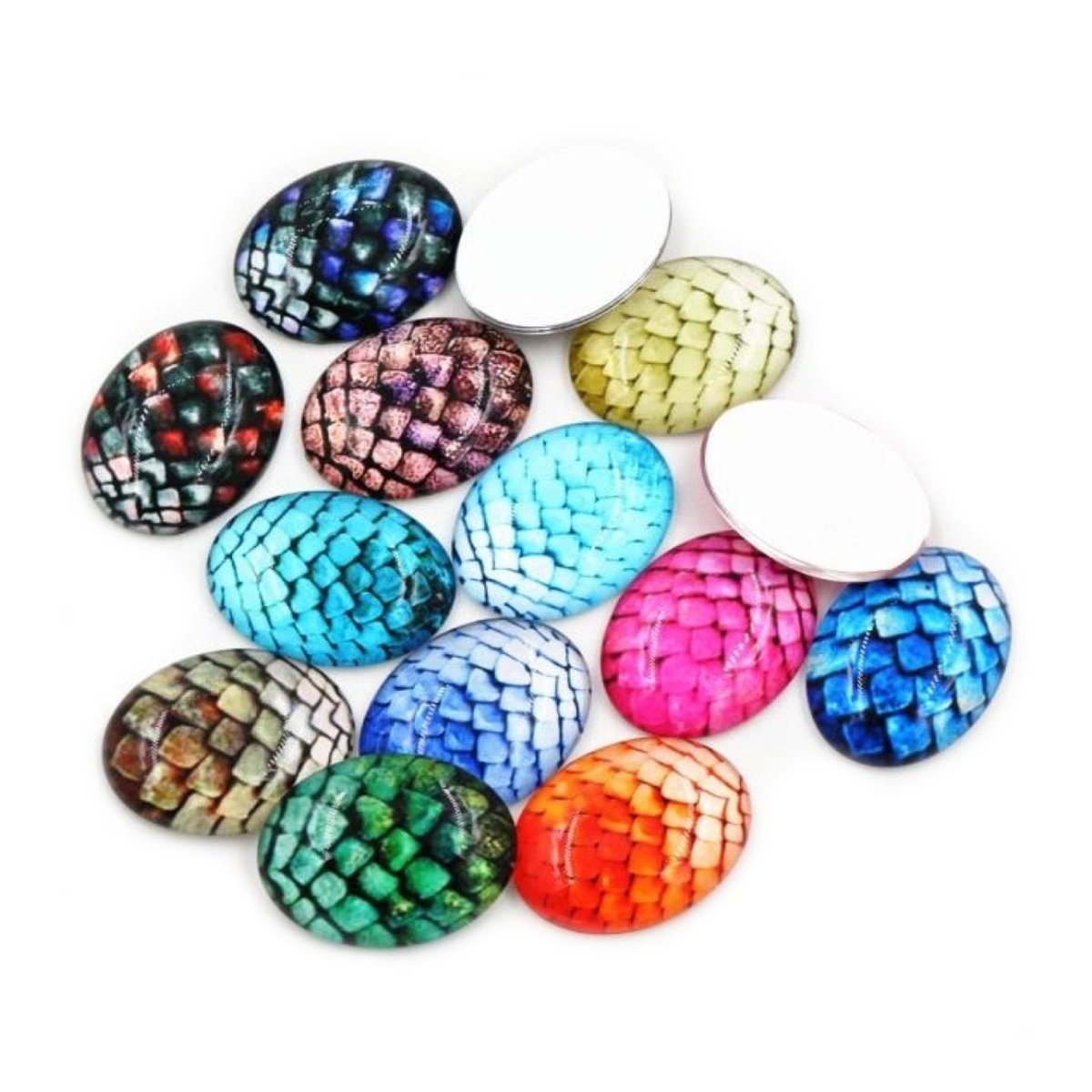 10pcs Glass Cabochons Flower Tree Life Handmade Oval Shape 18x25mm Jewellery Accessories - SCALES 2 - Asia Sell