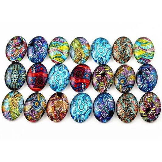 10pcs Glass Cabochons Oval Shape 18x25mm Jewellery Accessories Pattern 3 - Asia Sell
