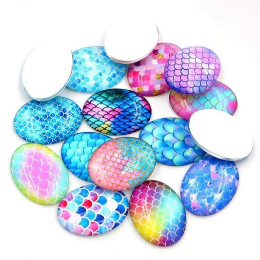 10pcs Glass Cabochons Oval Shape 18x25mm Jewellery Accessories Pattern 4 - Asia Sell