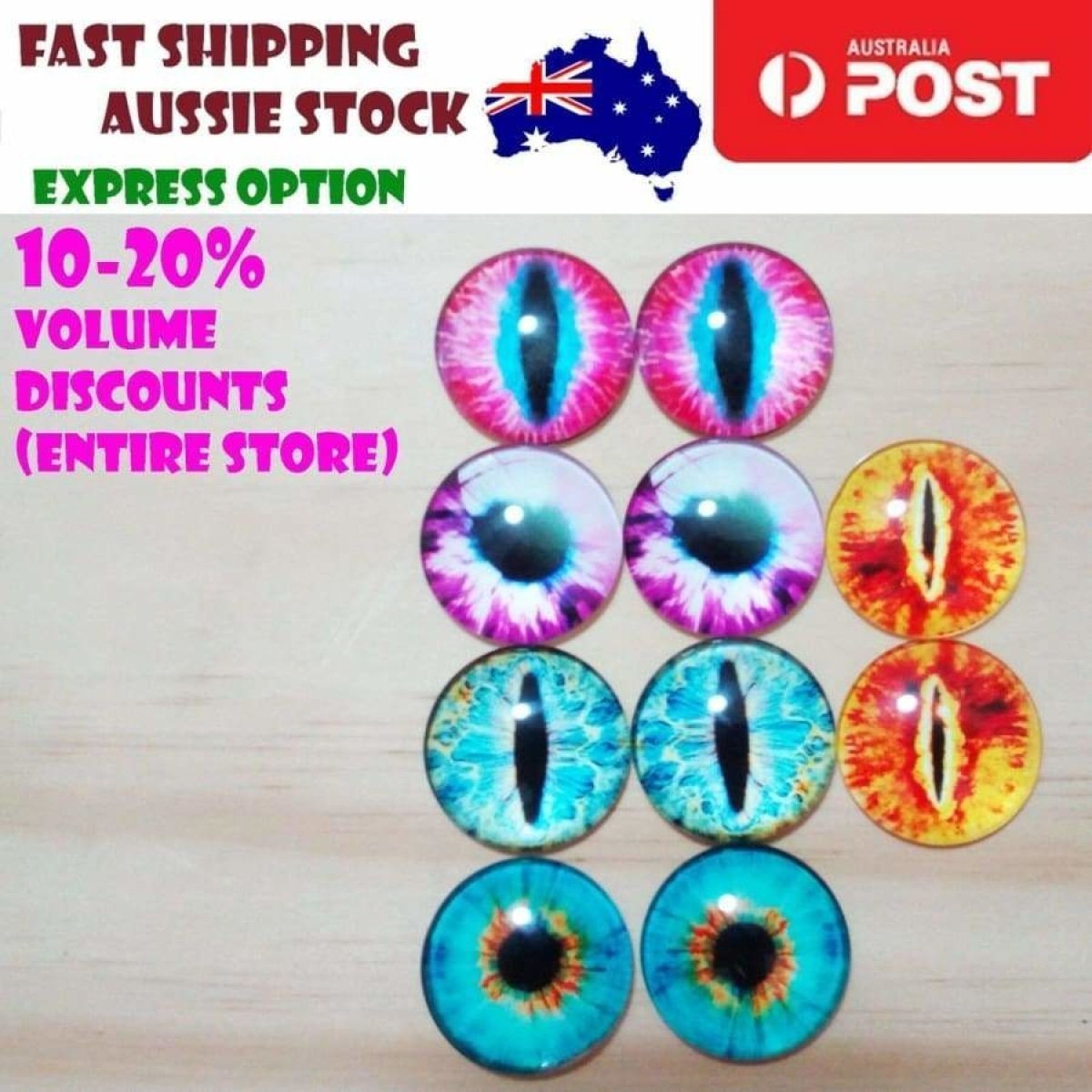 10pcs Glass Eyes Cabochons Cabochon 30mm As Pictured - Asia Sell
