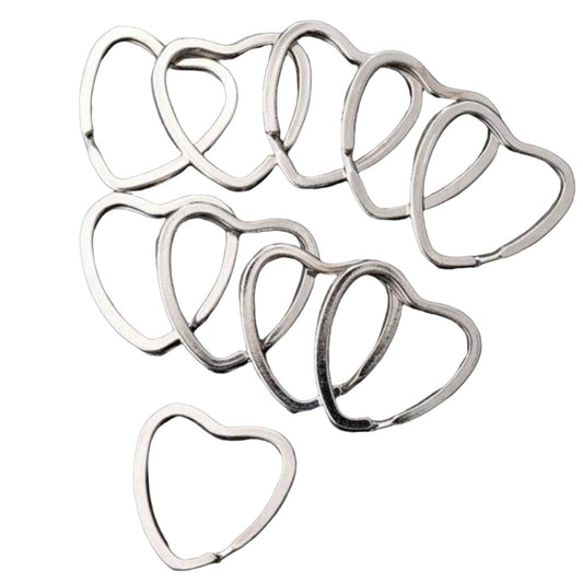 10pcs Heart Shape Key Ring Silver Colour Split Ring Chain Keychain 30mm Split Keyring - Asia Sell