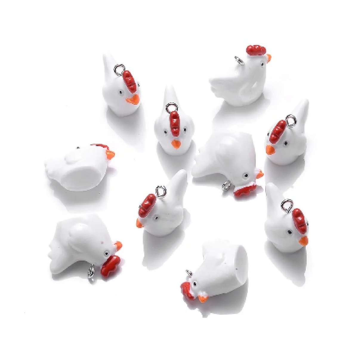 10pcs Miniature Mini Garden Animal Figurines Charms with Loop Pendant Craft - Chickens - Asia Sell