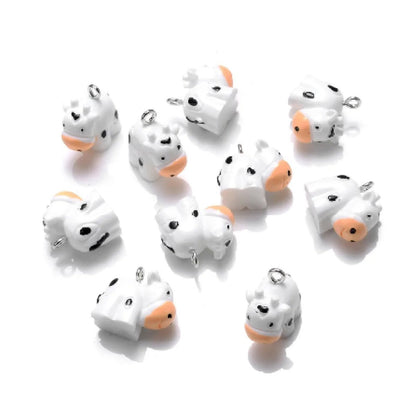 10pcs Miniature Mini Garden Animal Figurines Charms with Loop Pendant Craft - Cows - Asia Sell
