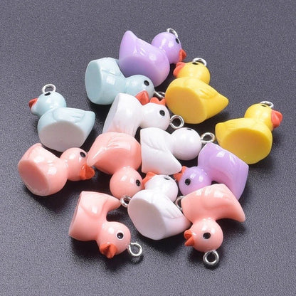 10pcs Miniature Mini Garden Animal Figurines Charms with Loop Pendant Craft - Mixed Ducks - Asia Sell