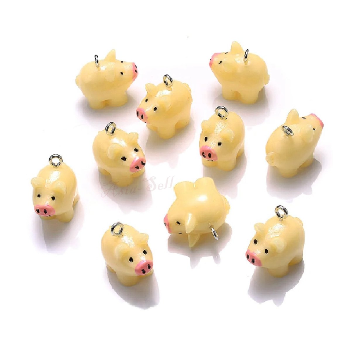 10pcs Miniature Mini Garden Animal Figurines Charms with Loop Pendant Craft - Pigs - Asia Sell