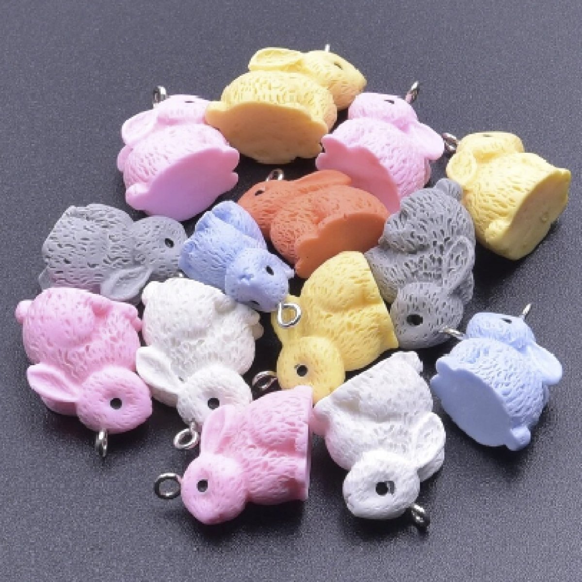 10pcs Miniature Mini Garden Animal Figurines Charms with Loop Pendant Craft - Rabbits - Asia Sell