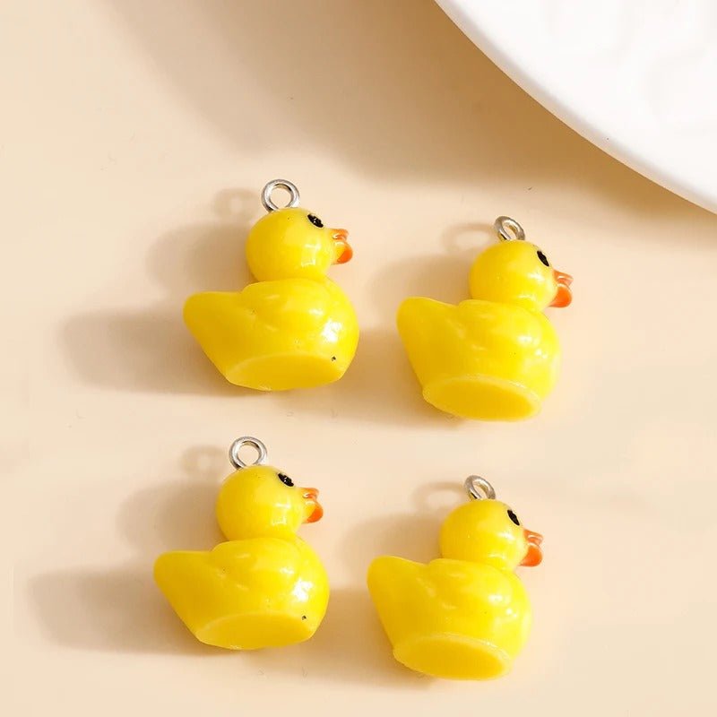 10pcs Miniature Mini Garden Animal Figurines Charms with Loop Pendant Craft - Yellow Ducks - Asia Sell
