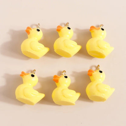 10pcs Miniature Mini Garden Animal Figurines Charms with Loop Pendant Craft - Yellow Ducks - Asia Sell
