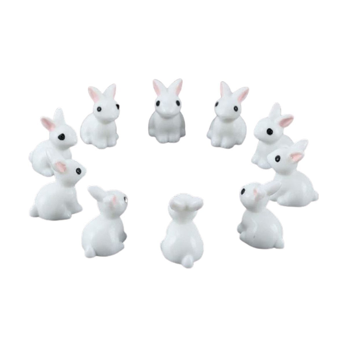 10pcs Miniature Mini Garden Cow Rabbit Snail Unicorn Animal Figurines Craft Set B - Rabbits - - Asia Sell