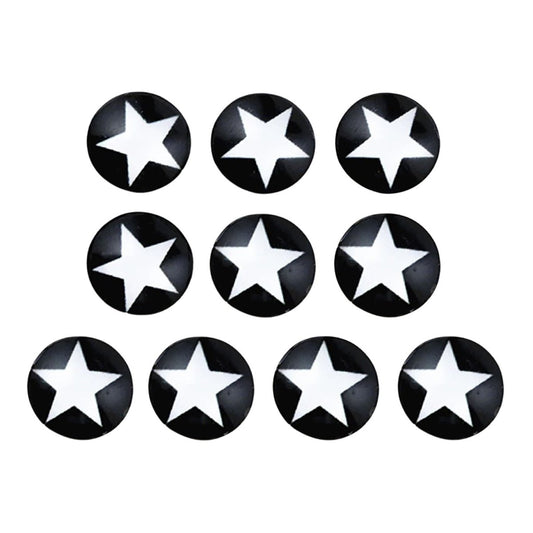 10pcs Photo Glass Cabochons Black and White Stars 12mm Handmade - - Asia Sell