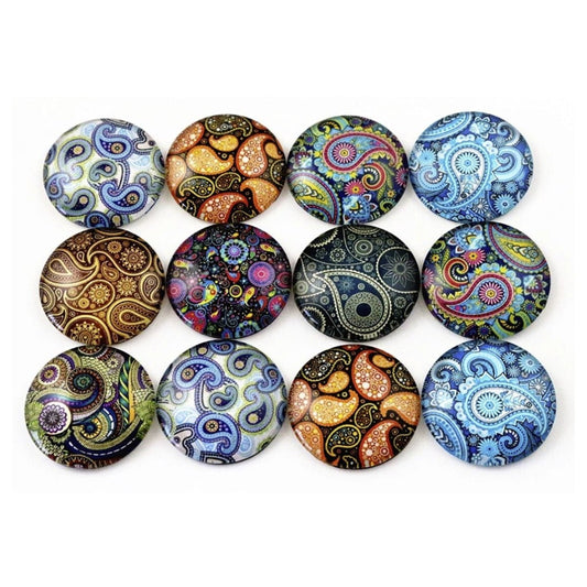 10pcs Photo Glass Geometric Patterns 20mm 25mm Flatback Domed Cabochons - 20mm - Asia Sell